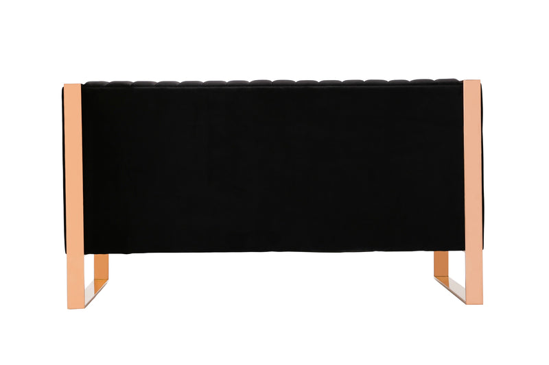 Manhattan Comfort Trillium 57.48\" Velvet Loveseat - Black & Gold