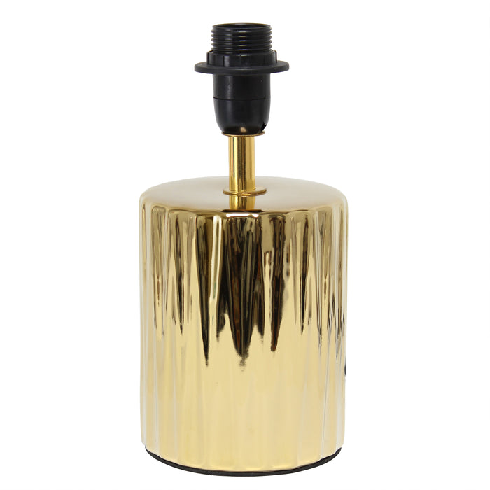 Simple Designs 11.61\" Contemporary Ruffled Capsule Table Lamp with Black Drum Fabric Shade - Metallic Gold