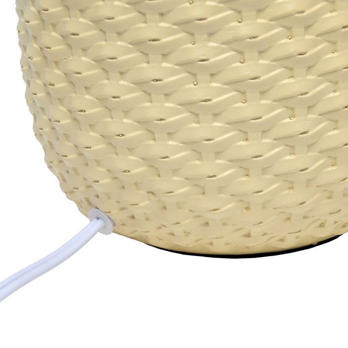 Simple Designs 20.4\" Traditional Ceramic Purled Texture Table Lamp with White Fabric Drum Shade - Yellow