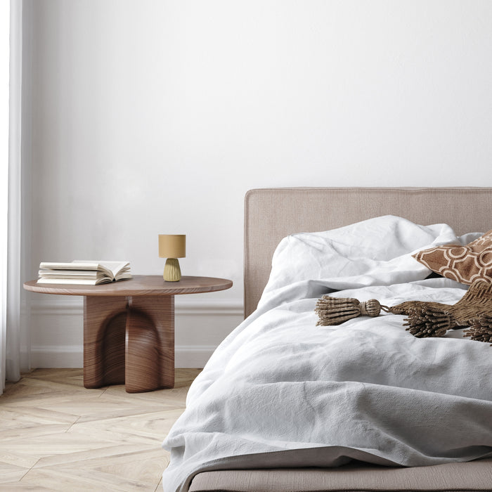 Simple Designs 11.02\" Traditional Mini Modern Ceramic Texture Pastel Table Lamp with Matching Fabric Shade - Tan