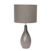 Simple Designs Oval Bowling Pin Base Ceramic Table Lamp - Grey