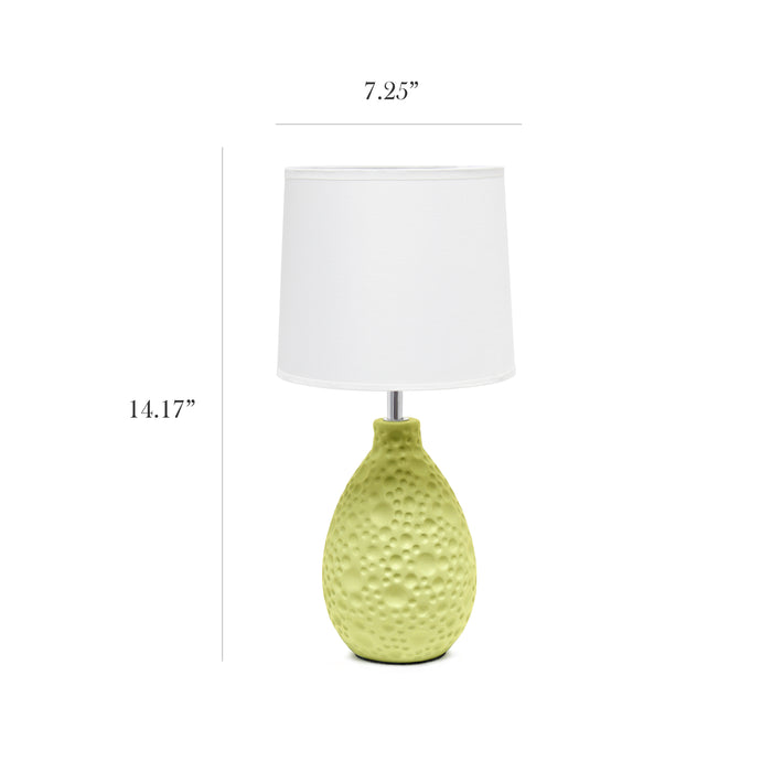 Simple Designs Textured Stucco Ceramic Oval Table Lamp - Green