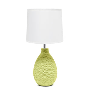 Simple Designs Textured Stucco Ceramic Oval Table Lamp - Green