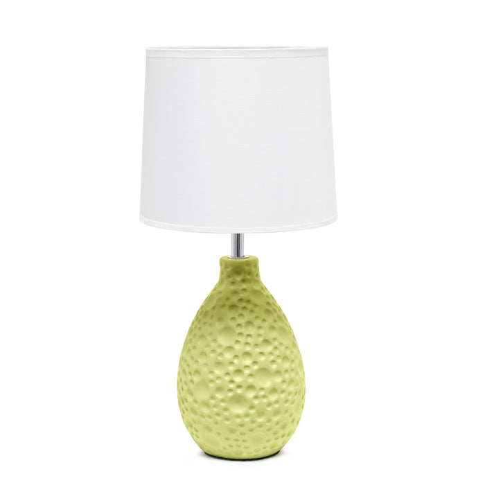 Simple Designs Textured Stucco Ceramic Oval Table Lamp - Green