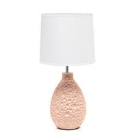 Simple Designs Textured Stucco Ceramic Oval Table Lamp - Pink