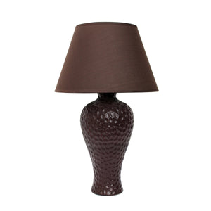 Simple Designs Textured Stucco Curvy Ceramic Table Lamp - Brown