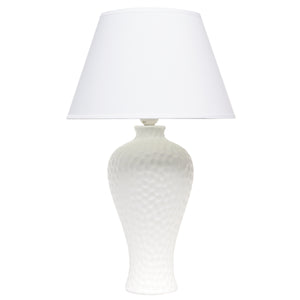 Simple Designs Textured Stucco Curvy Ceramic Table Lamp - White