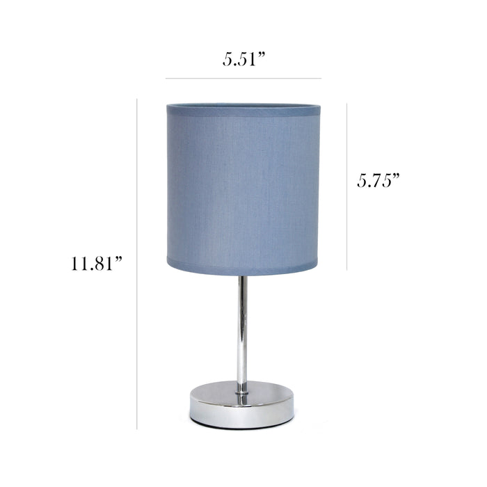Simple Designs Chrome Mini Basic Table Lamp - Blue