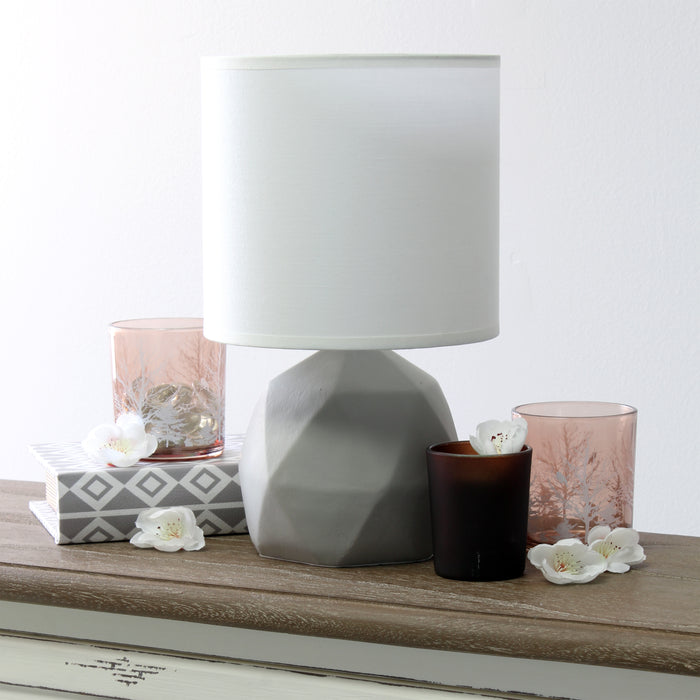 Simple Designs Geometric Concrete Lamp - White