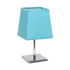 Simple Designs Mini Chrome Table Lamp with Squared Empire Fabric Shade - Blue