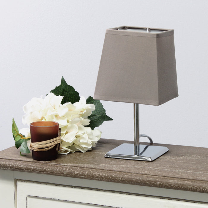 Simple Designs Mini Table Lamp with Squared Empire Fabric Shade - Grey