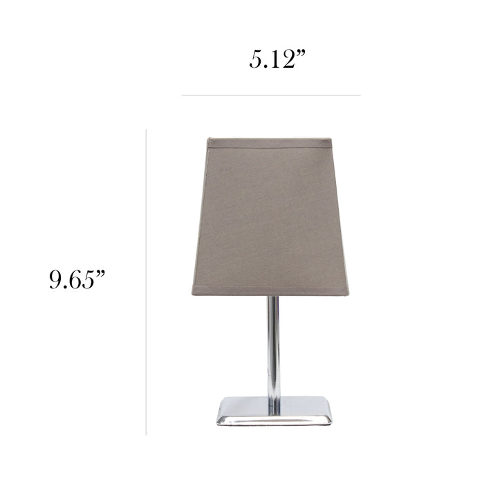 Simple Designs Mini Table Lamp with Squared Empire Fabric Shade - Grey