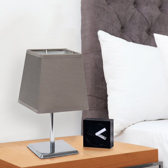 Simple Designs Mini Table Lamp with Squared Empire Fabric Shade - Grey