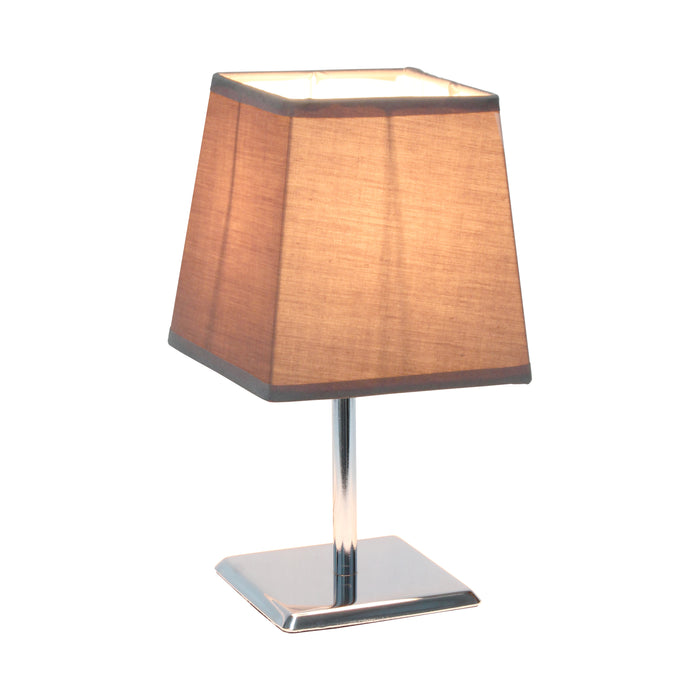 Simple Designs Mini Table Lamp with Squared Empire Fabric Shade - Grey