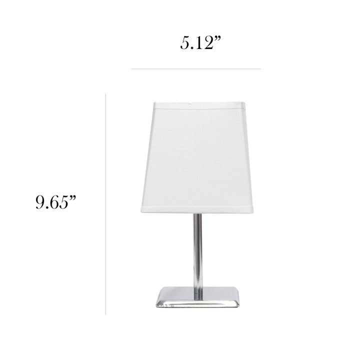 Simple Designs Mini Table Lamp with Squared Empire Fabric Shade - White