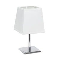 Simple Designs Mini Table Lamp with Squared Empire Fabric Shade - White