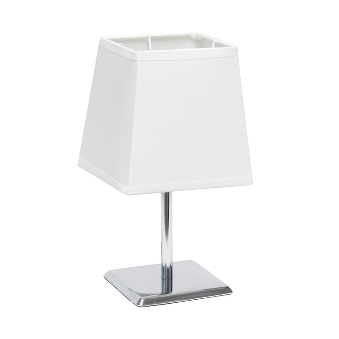 Simple Designs Mini Table Lamp with Squared Empire Fabric Shade - White