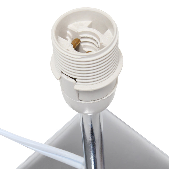 Simple Designs Mini Table Lamp with Squared Empire Fabric Shade - White