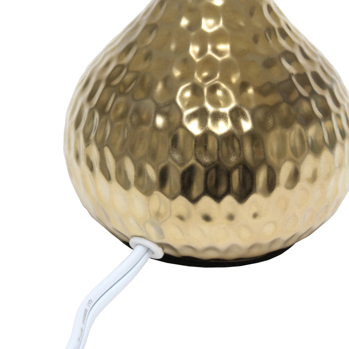 Simple Designs Hammered Gold Drip Mini Table Lamp - Black