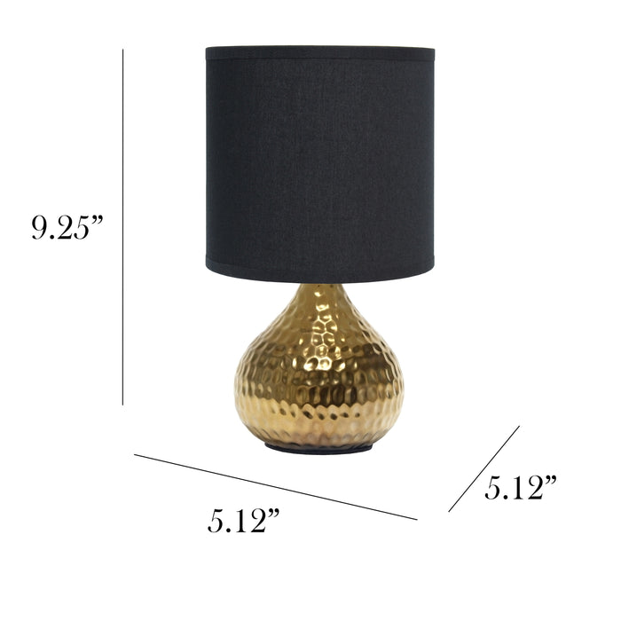 Simple Designs Hammered Gold Drip Mini Table Lamp - Black