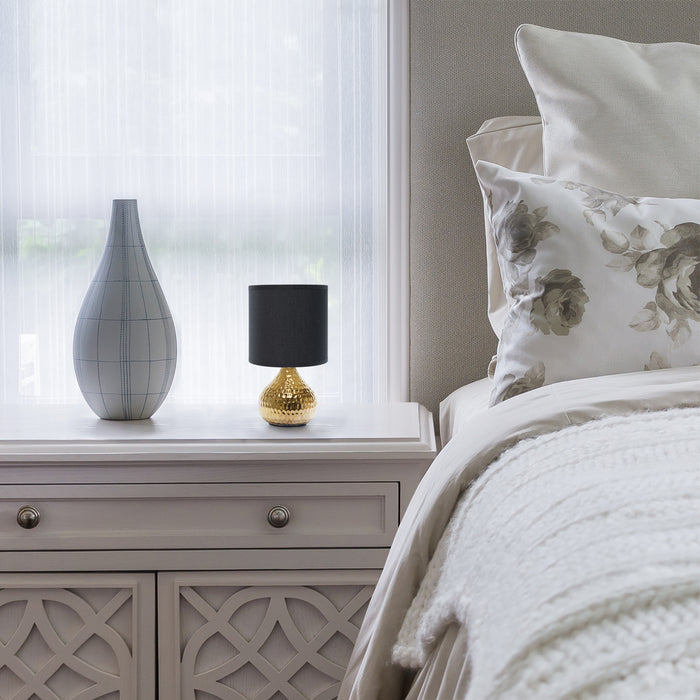 Simple Designs Hammered Gold Drip Mini Table Lamp - Black