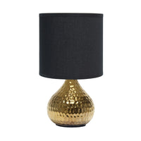 Simple Designs Hammered Gold Drip Mini Table Lamp - Black
