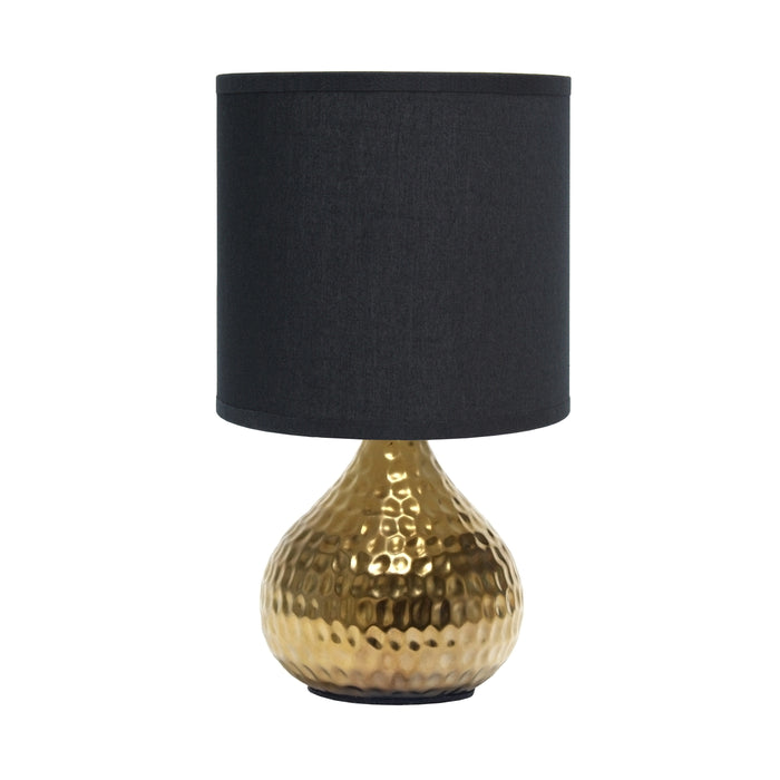 Simple Designs Hammered Gold Drip Mini Table Lamp - Black