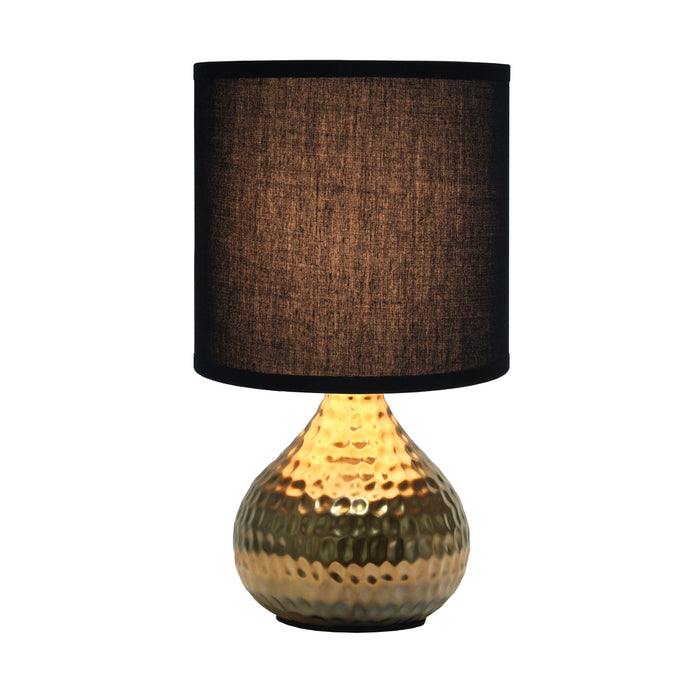 Simple Designs Hammered Gold Drip Mini Table Lamp - Black