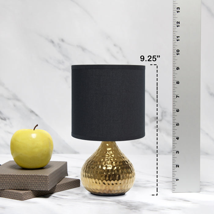 Simple Designs Hammered Gold Drip Mini Table Lamp - Black