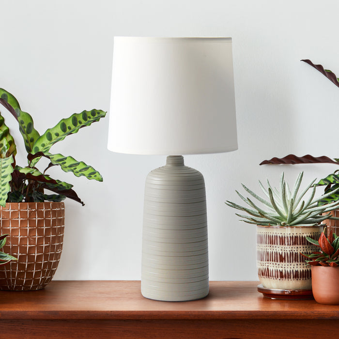 Simple Designs Textured Linear Ceramic Table Lamp - Taupe