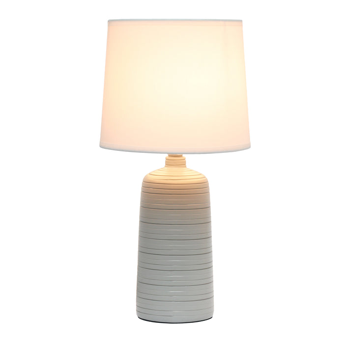Simple Designs Textured Linear Ceramic Table Lamp - Taupe
