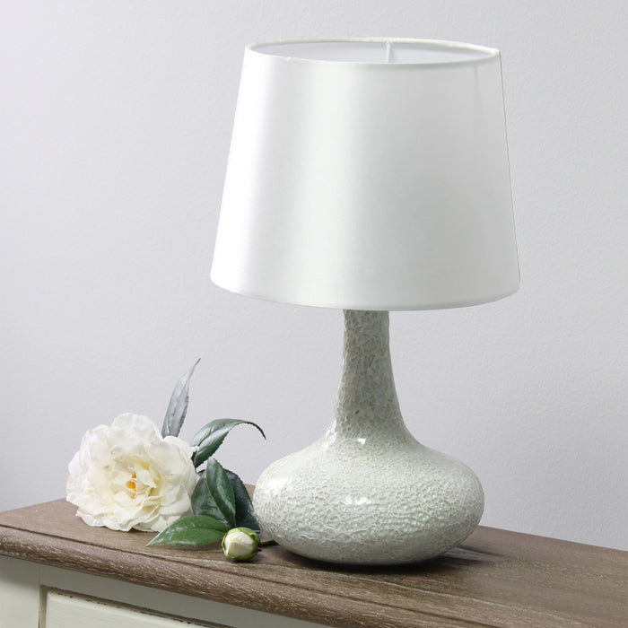 Simple Designs Mosaic Tiled Glass Genie Table Lamp - White