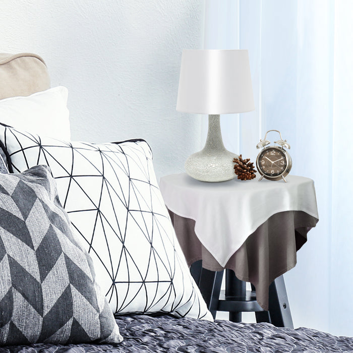 Simple Designs Mosaic Tiled Glass Genie Table Lamp - White