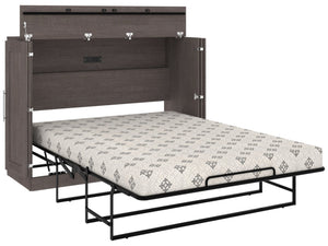 Bestar Pur Full Cabinet Bed with Mattress - Bark Grey