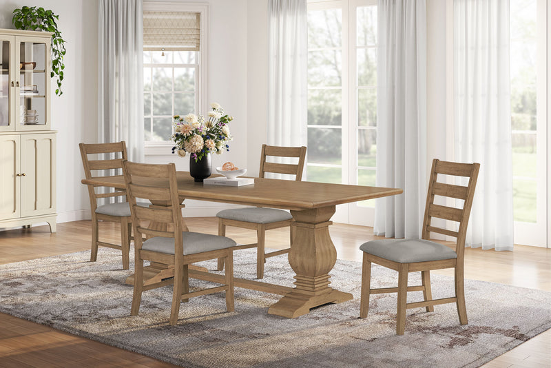 Maple 5pc Dining Set with Table and 4 Chairs, 84”W – Natural 