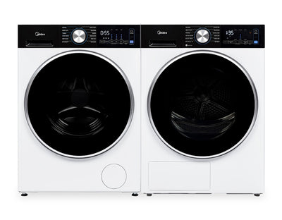 Midea 3.1 Cu. Ft. Front Load Compact Washer and 4.4 Cu Ft. Electric Dryer - White | Laveuse compacte à chargement frontal de 3,1 pi³ et sécheuse électrique de 4,4 pi³ de Midea - blanches