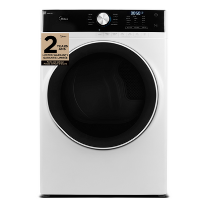 Midea 8 Cu. Ft. Electric Dryer - White - Stackable - MLE52N4AWW | Sécheuse électrique Midea de 8 pi³ - blanche - superposable - MLE52N4AWW