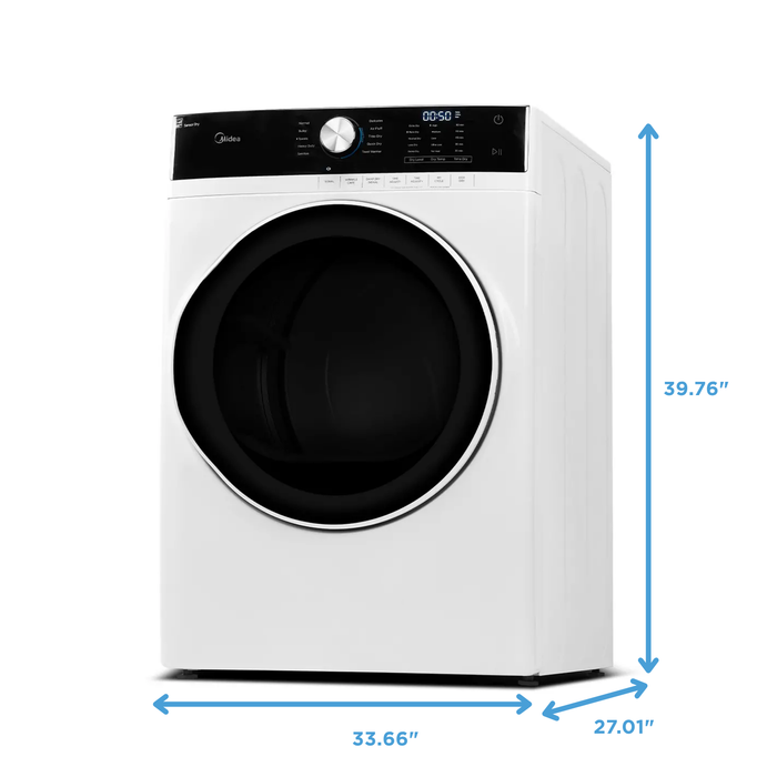 Midea 5.2 Cu. Ft. Front-Load Washer and 8 Cu. Ft. Electric Dryer - White