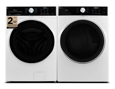 Midea 5.2 Cu. Ft. Front-Load Washer and 8 Cu. Ft. Electric Dryer - White | Laveuse à chargement frontal de 5,2 pi³ et sécheuse électrique de 8 pi³ de Midea  | MITL52NW