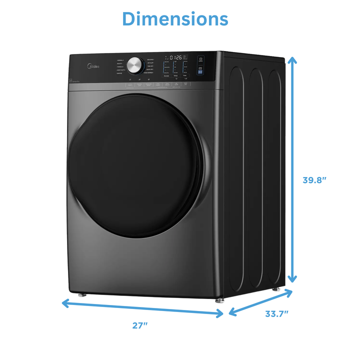 Midea 5.2 Cu. Ft. Front Load Washer with Steam Care and 8.0 Cu. Ft. Tumble Dryer - Grey