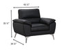 Mystic 41.7” Contemporary Genuine Leather Chair - Black | Fauteuil contemporain Mystic de 41,7 po en cuir véritable - noir