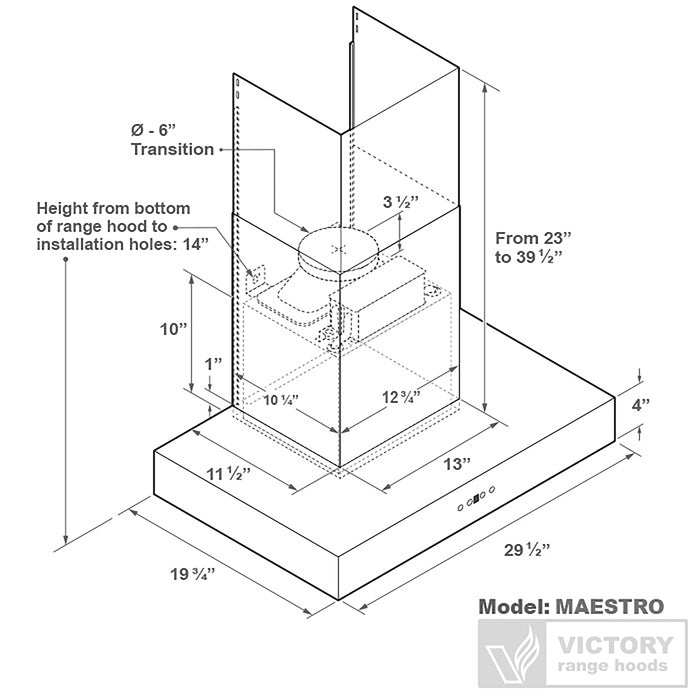 Victory 30\" Wall Mount Range Hood - Maestro-30