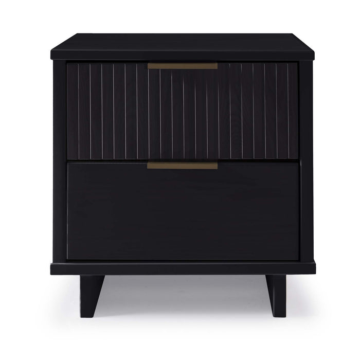 Manhattan Comfort Granville Modern Nightstand with 2 Full Extension Drawers - Black