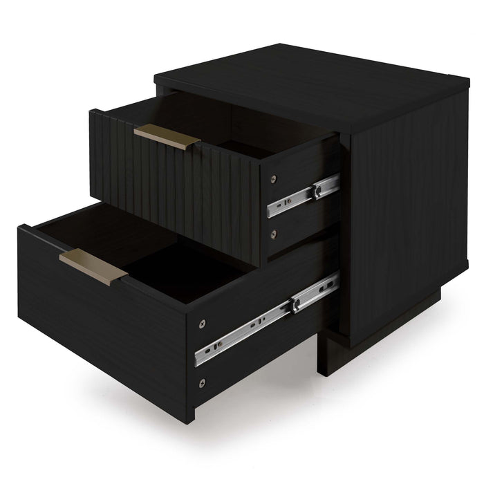 Manhattan Comfort Granville Modern Nightstand with 2 Full Extension Drawers - Black