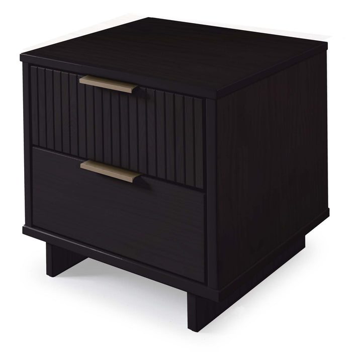 Manhattan Comfort Granville Modern Nightstand with 2 Full Extension Drawers - Black