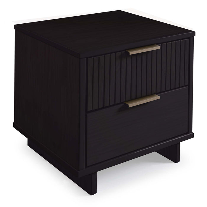 Manhattan Comfort Granville Modern Nightstand with 2 Full Extension Drawers - Black