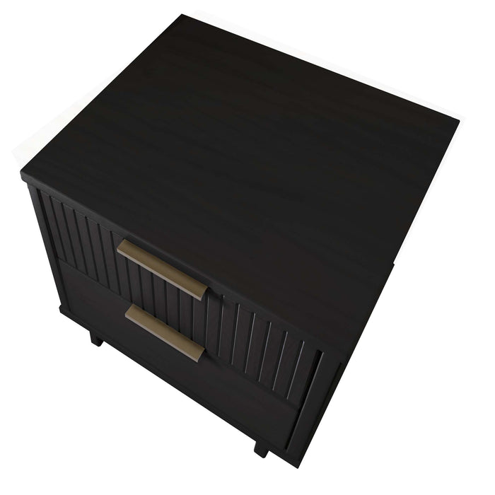 Manhattan Comfort Granville Modern Nightstand with 2 Full Extension Drawers - Black
