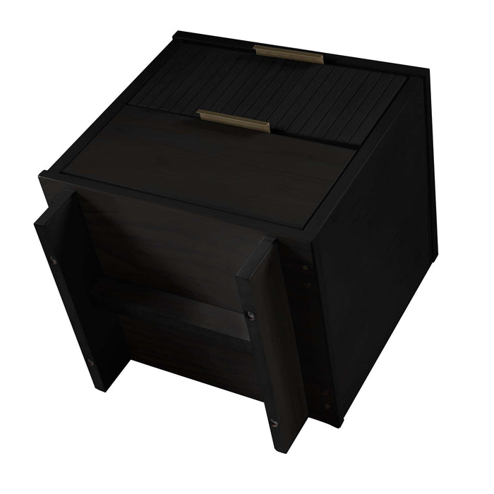 Manhattan Comfort Granville Modern Nightstand with 2 Full Extension Drawers - Black
