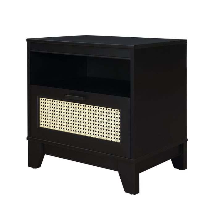 Manhattan Comfort Sheridan Modern Cane Nightstand - Black