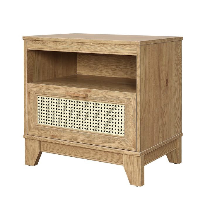 Manhattan Comfort Sheridan Modern Cane Nightstand - Natural